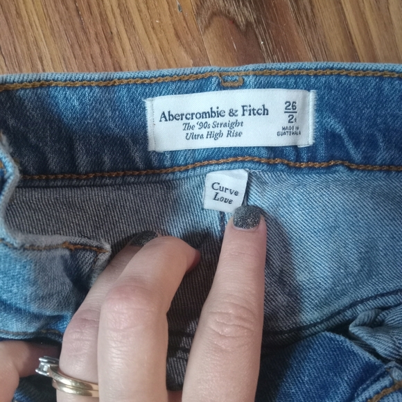 A & F 90s Straight Ultra High Rise Curve Love Sz 26/2 Blue Jeans - Picture 7 of 10